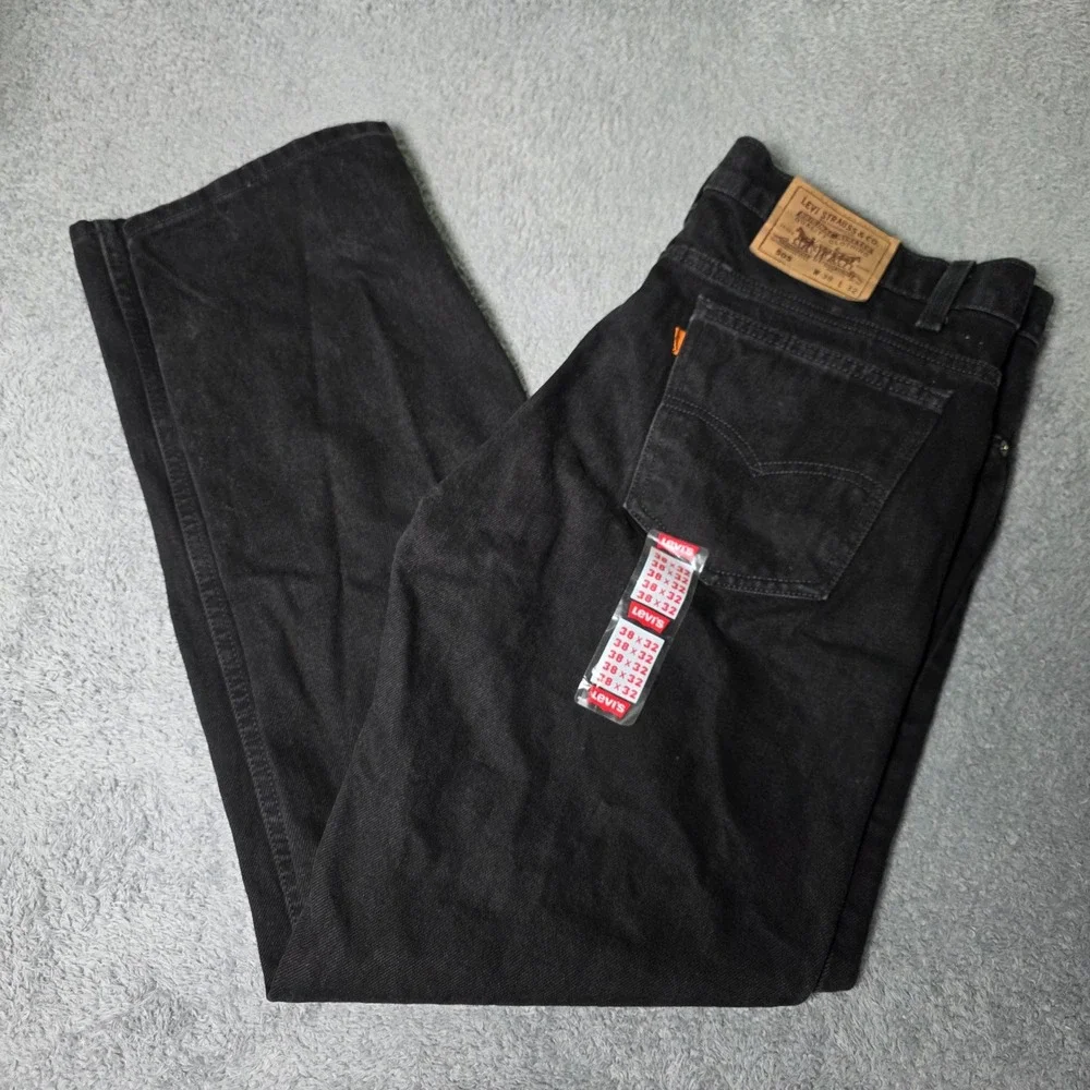 Levi's Mens 38x32 505 Jeans Black Orange Tab Made in USA Vintage Straight Leg